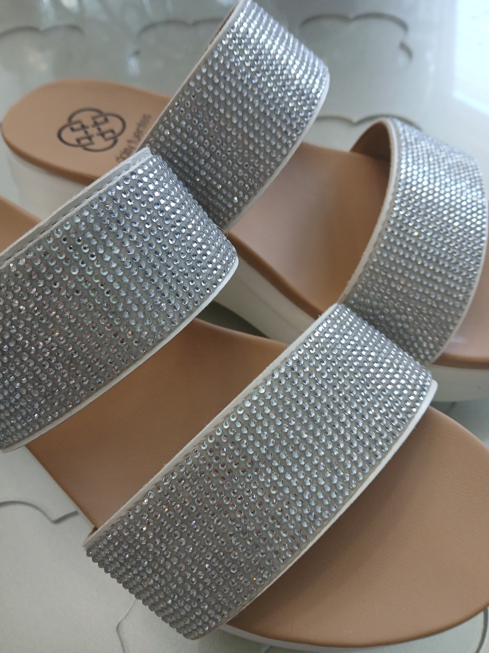 Daisy Fuentes Double-Strap Rhinestone Slide Sandal - Picture 2 of 5